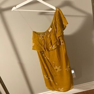 Cute yellow asymmetrical floral dress